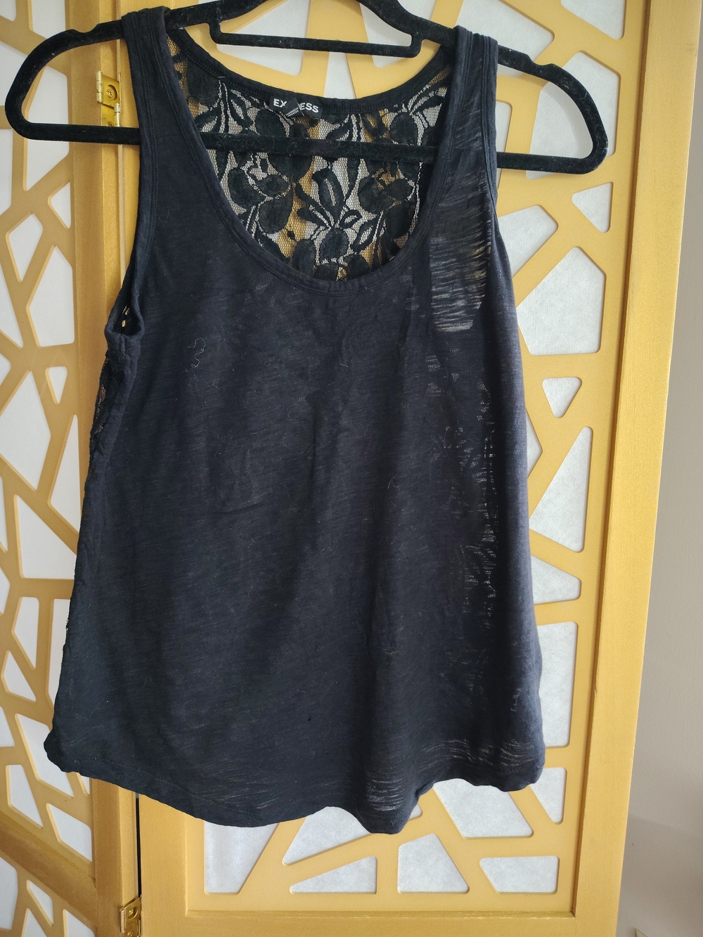 Express Black Lace-Back Tank Top - Express